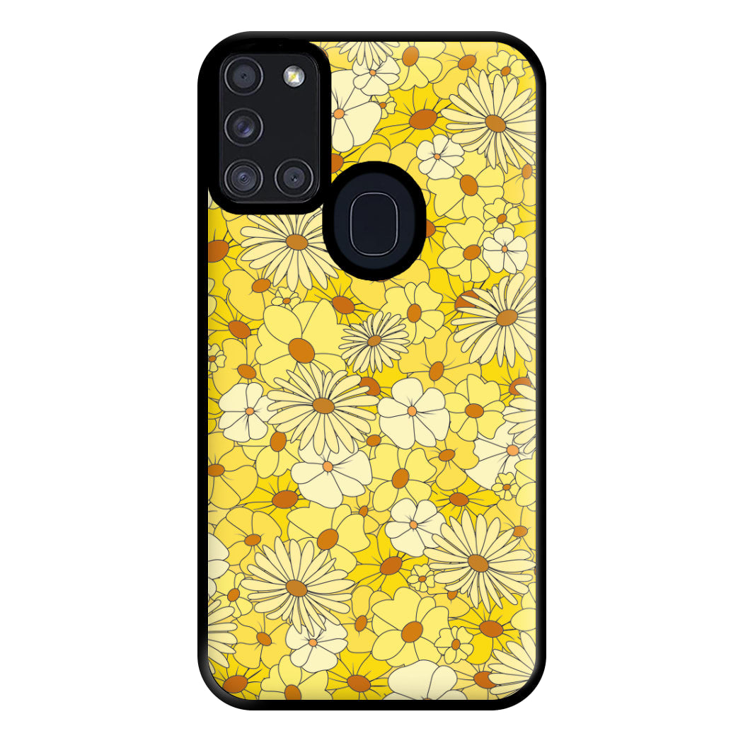 Yellow Flower Pattern - Mothers Day Phone Case for Galaxy A21s