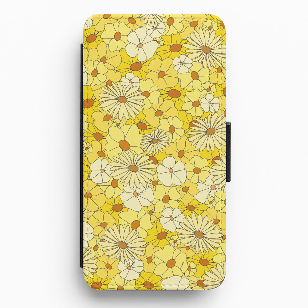 Yellow Flower Pattern - Mothers Day Flip / Wallet Phone Case