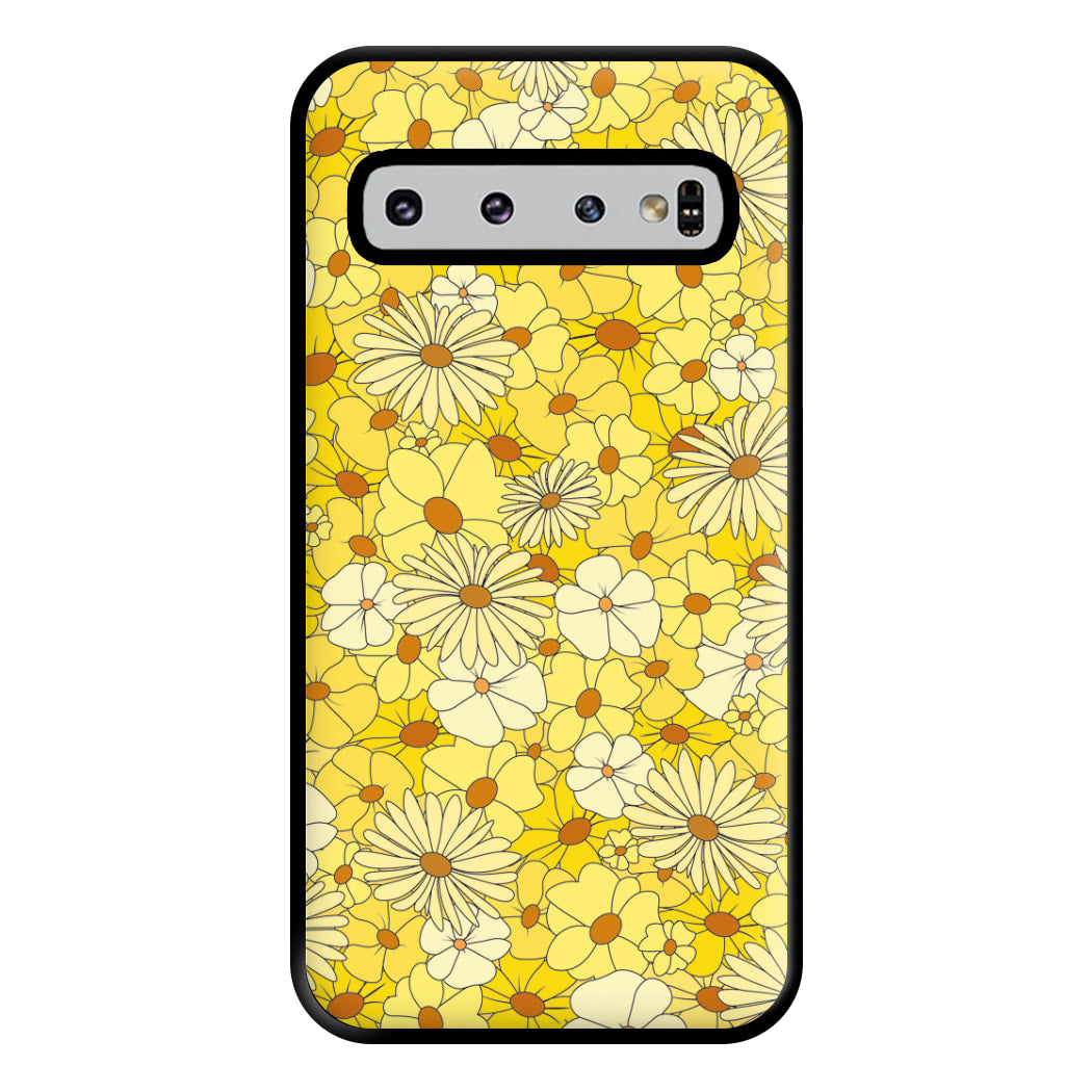 Yellow Flower Pattern - Mothers Day Phone Case for Galaxy S10 Plus