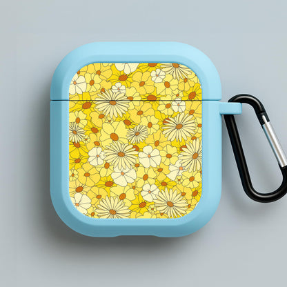 Yellow Flower Pattern - Mothers Day Blue AirPods Case