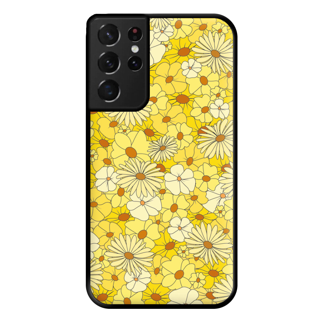 Yellow Flower Pattern - Mothers Day Phone Case for Galaxy S21 Ultra