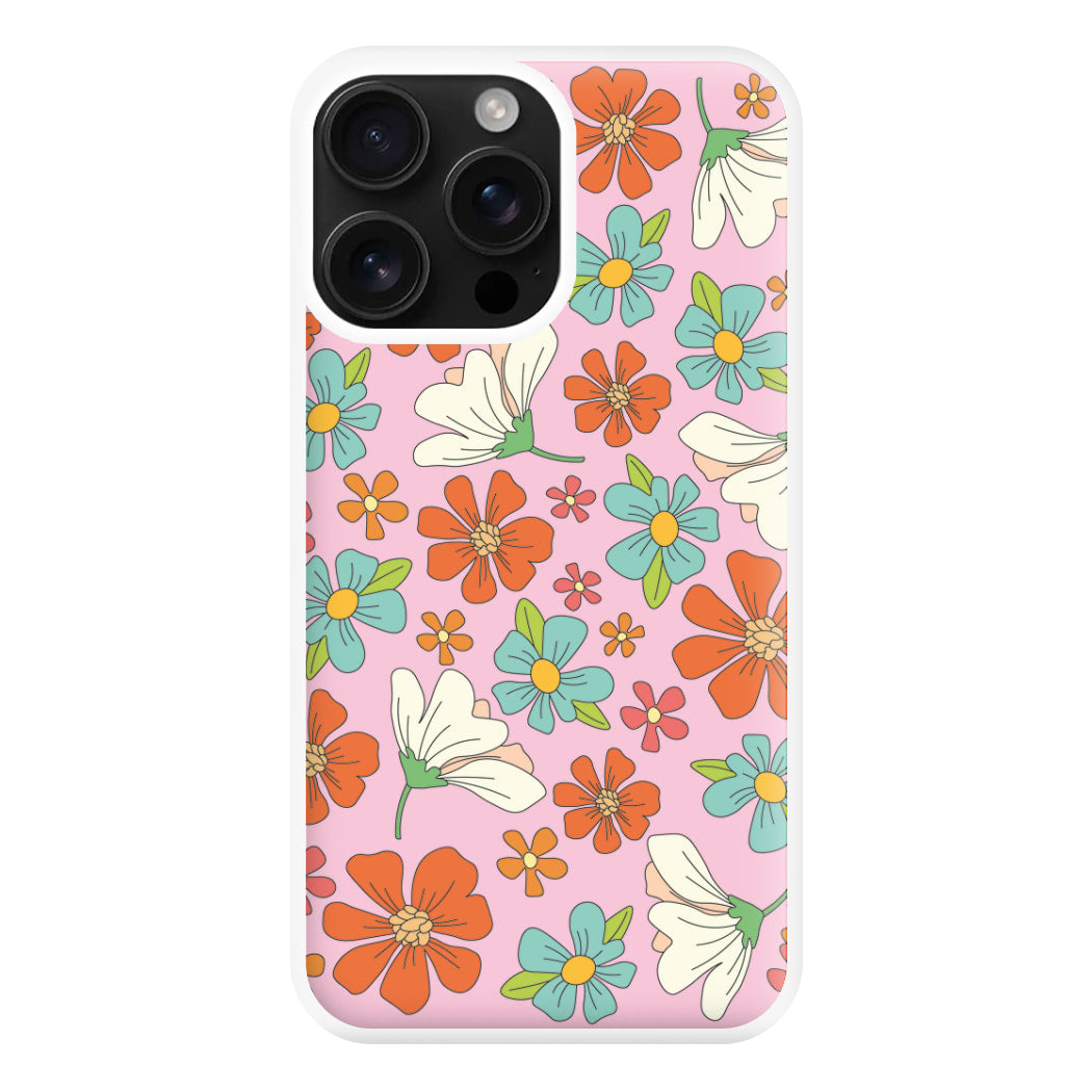 Pink Flower Pattern - Mothers Day Phone Case for iPhone 16 Pro Max