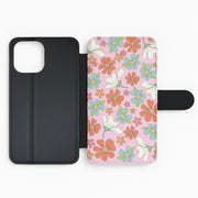 Pink Flower Pattern - Mothers Day Flip / Wallet Phone Case 2