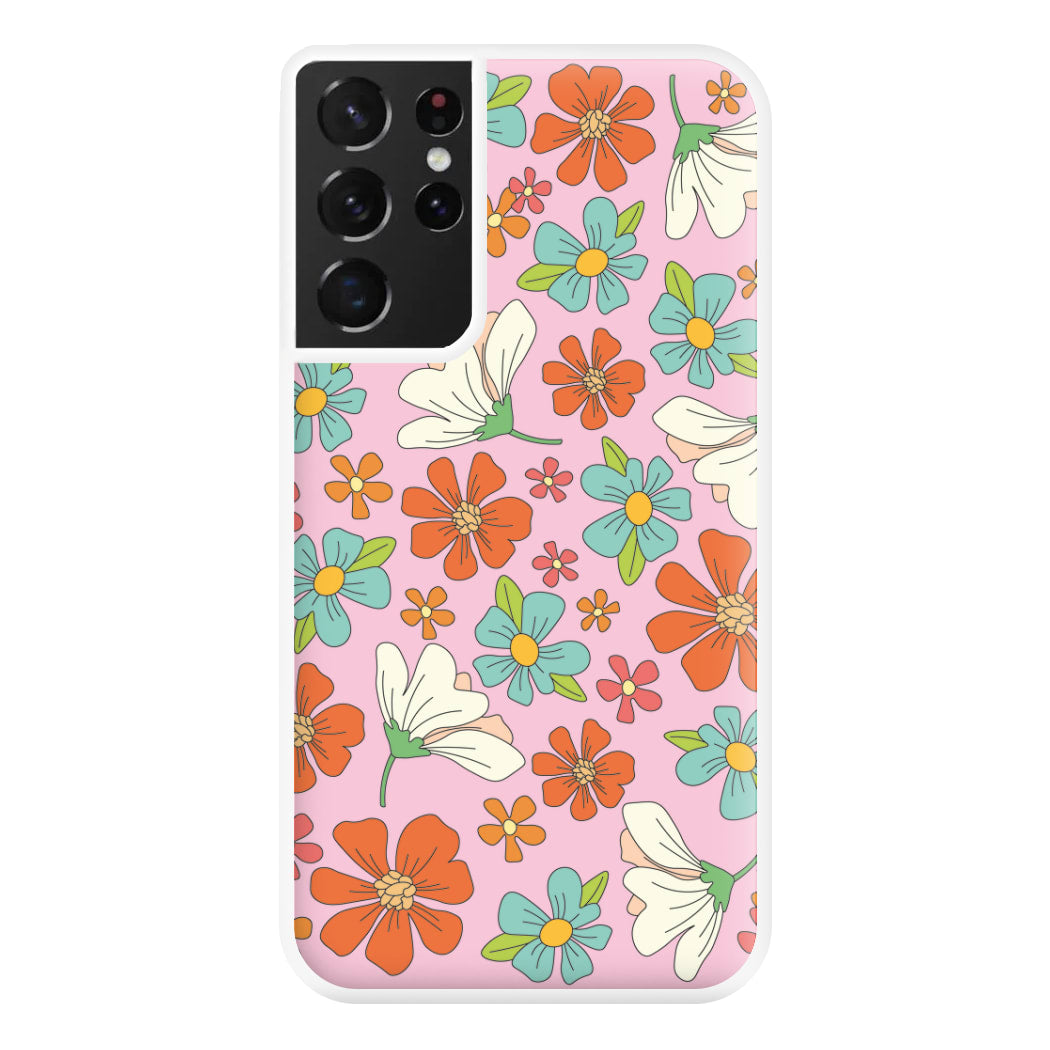 Pink Flower Pattern - Mothers Day Phone Case for Galaxy S21 Ultra