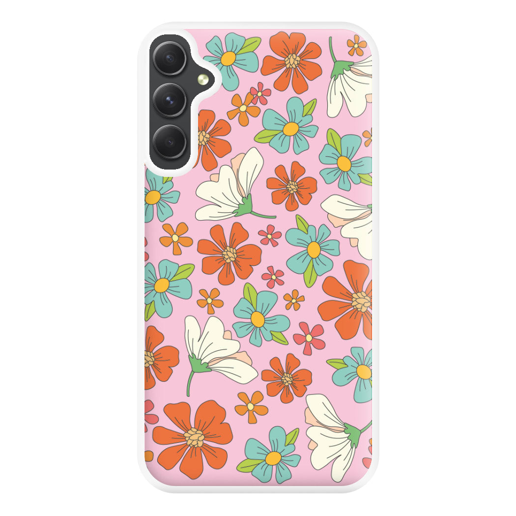 Pink Flower Pattern - Mothers Day Phone Case for Galaxy A14