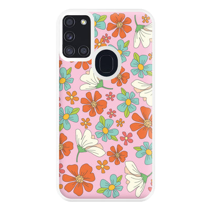 Pink Flower Pattern - Mothers Day Phone Case for Galaxy A21s