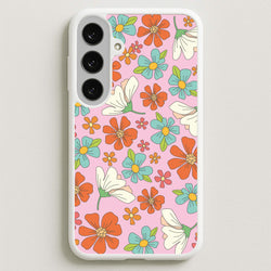 Pink Flower Pattern - Mothers Day Phone Case for Galaxy S25FE