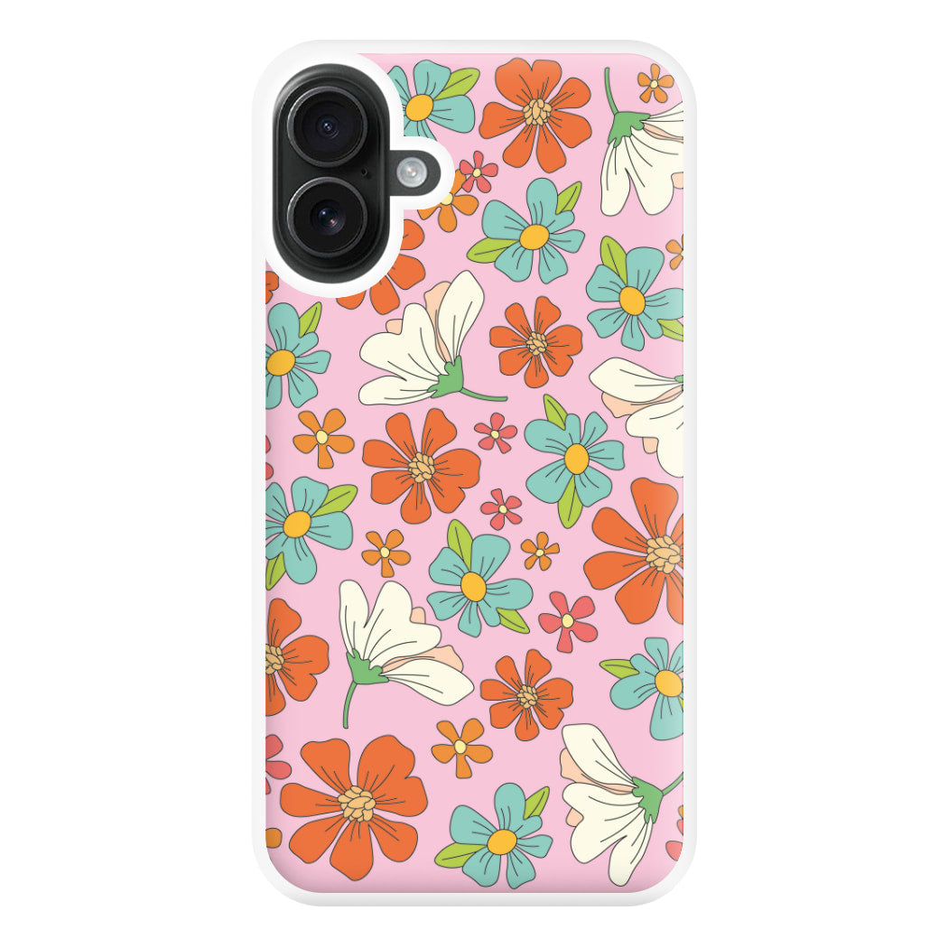 Pink Flower Pattern - Mothers Day Phone Case for iPhone 16 Plus