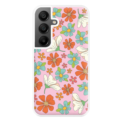 Pink Flower Pattern - Mothers Day Phone Case for Galaxy A55