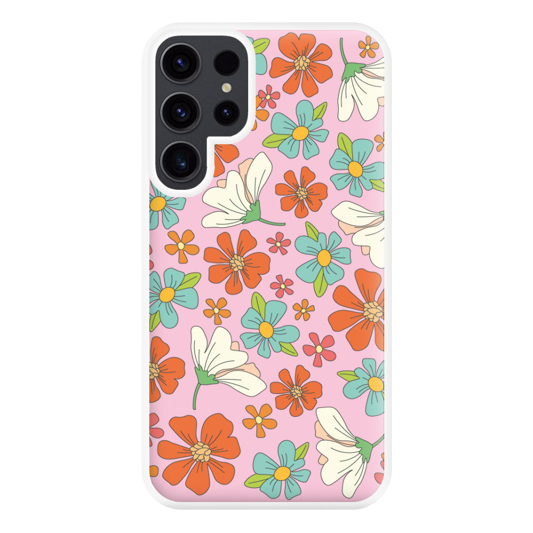 Pink Flower Pattern - Mothers Day Phone Case for Galaxy S23 Ultra