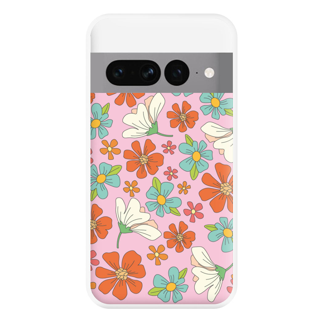 Pink Flower Pattern - Mothers Day Phone Case for Google Pixel 7 Pro