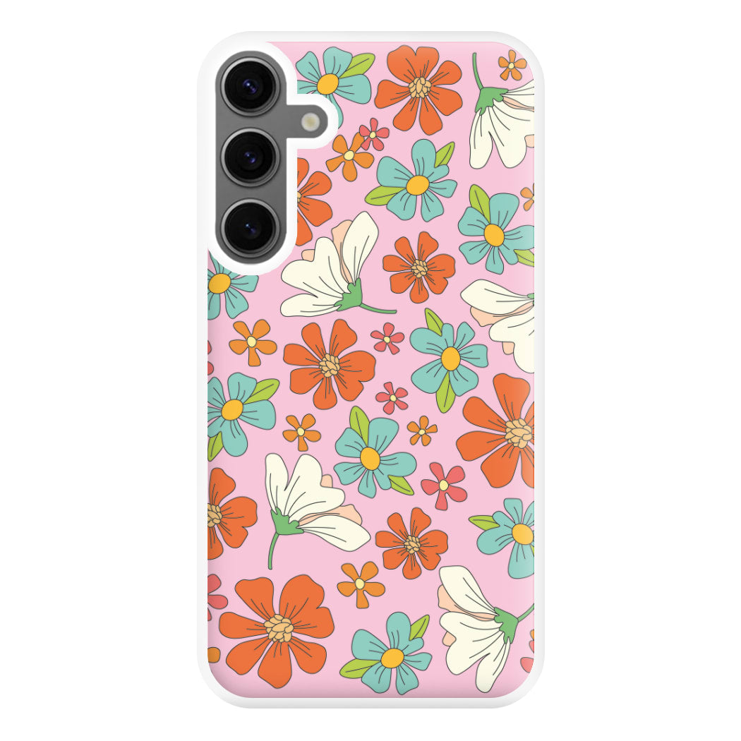 Pink Flower Pattern - Mothers Day Phone Case for Galaxy S24FE