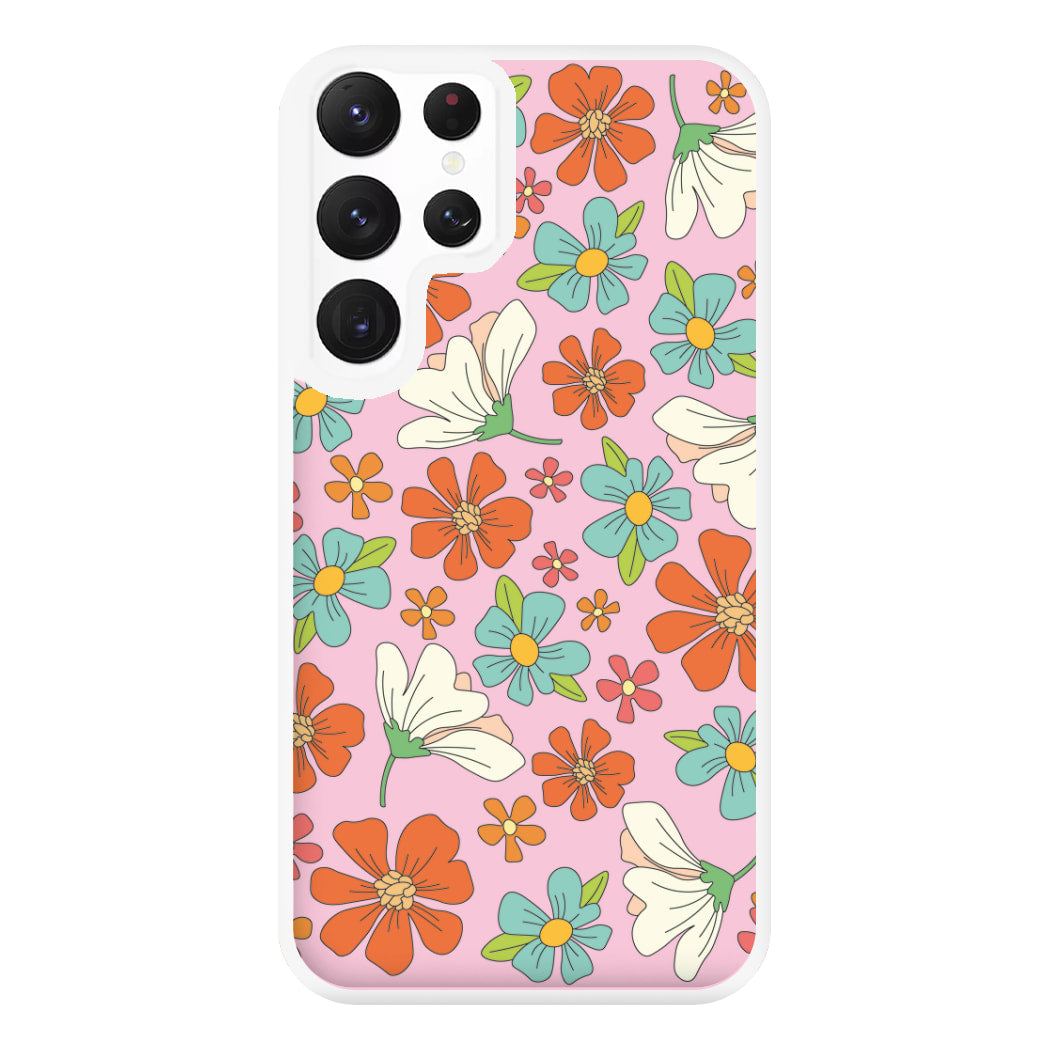 Pink Flower Pattern - Mothers Day Phone Case for Galaxy S22 Ultra