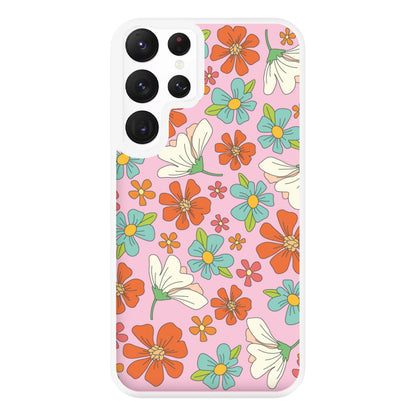 Pink Flower Pattern - Mothers Day Phone Case for Galaxy S22 Ultra