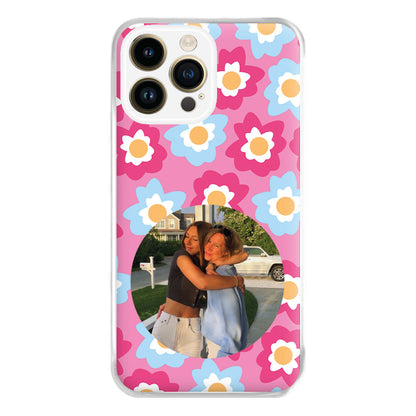 Pink And Blue Flower Pattern - Personalised Mother's Day Phone Case for iPhone 14 Pro Max