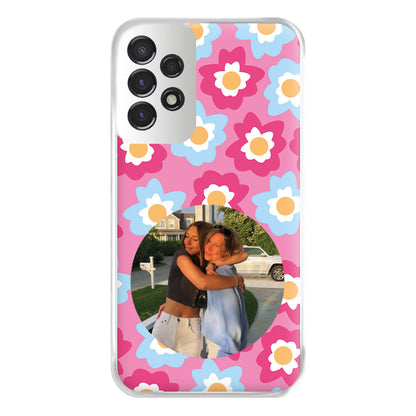 Pink And Blue Flower Pattern - Personalised Mother's Day Phone Case for Galaxy A53