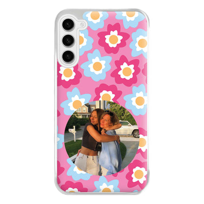 Pink And Blue Flower Pattern - Personalised Mother's Day Phone Case for Galaxy S23FE