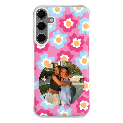 Pink And Blue Flower Pattern - Personalised Mother's Day Phone Case for Galaxy S24FE