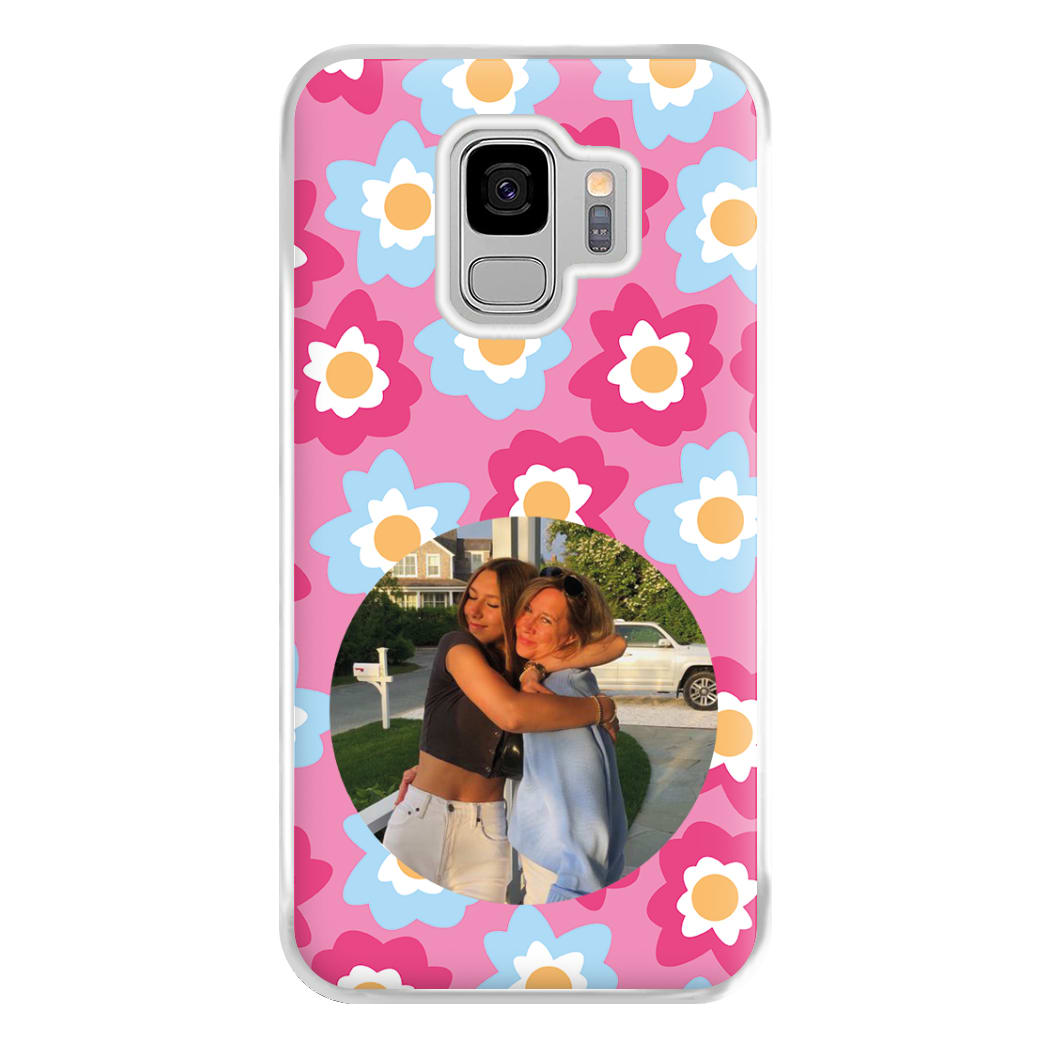 Pink And Blue Flower Pattern - Personalised Mother's Day Phone Case for Galaxy S9 Plus