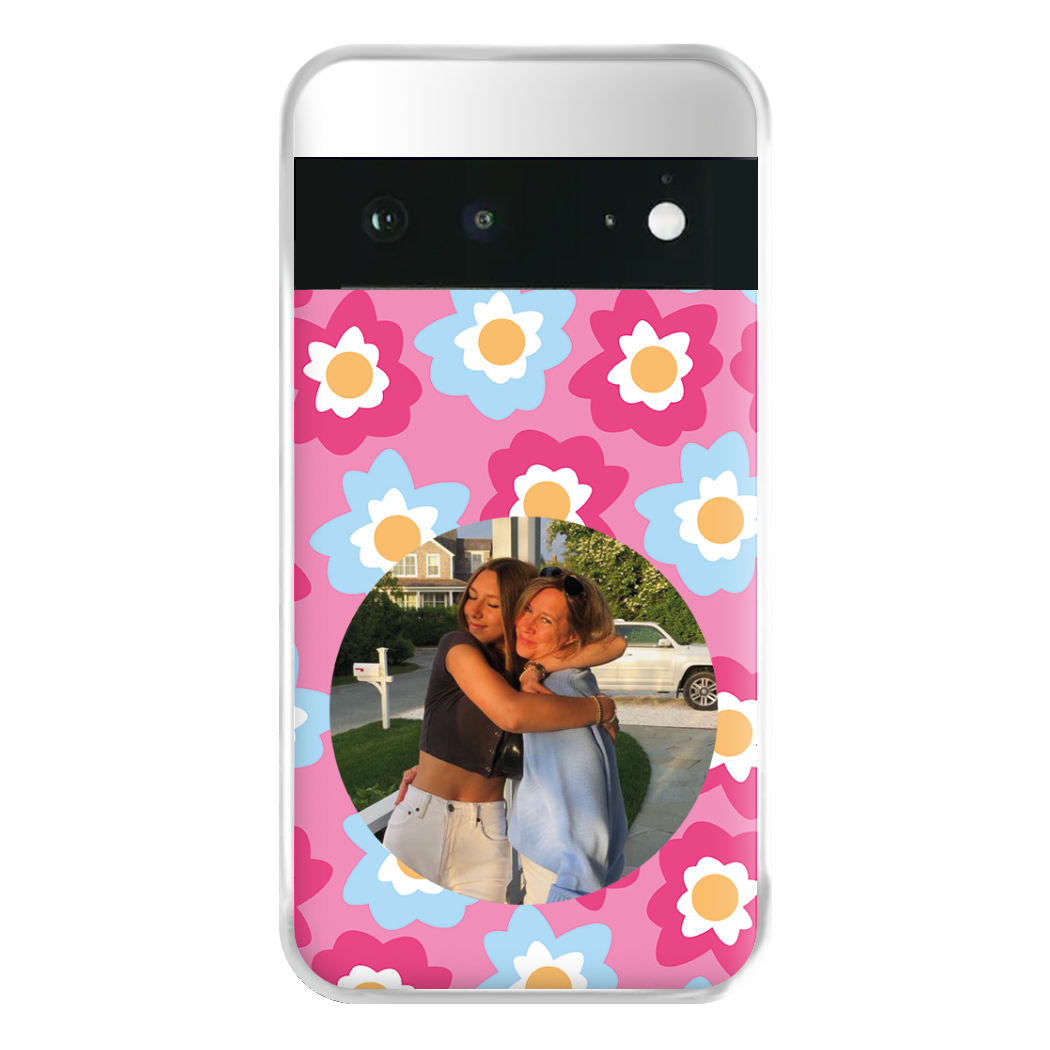 Pink And Blue Flower Pattern - Personalised Mother's Day Phone Case for Google Pixel 6a