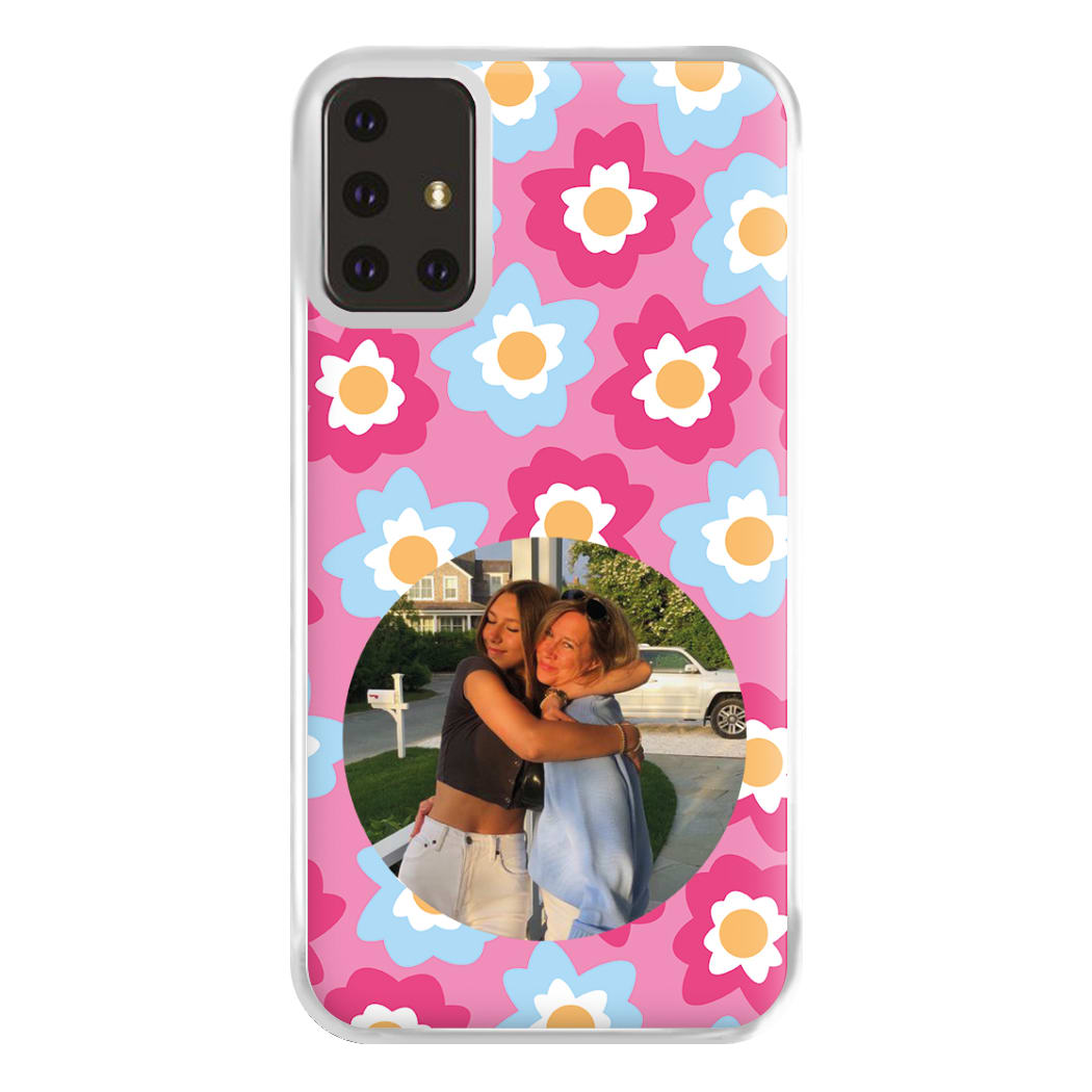 Pink And Blue Flower Pattern - Personalised Mother's Day Phone Case for Galaxy A71