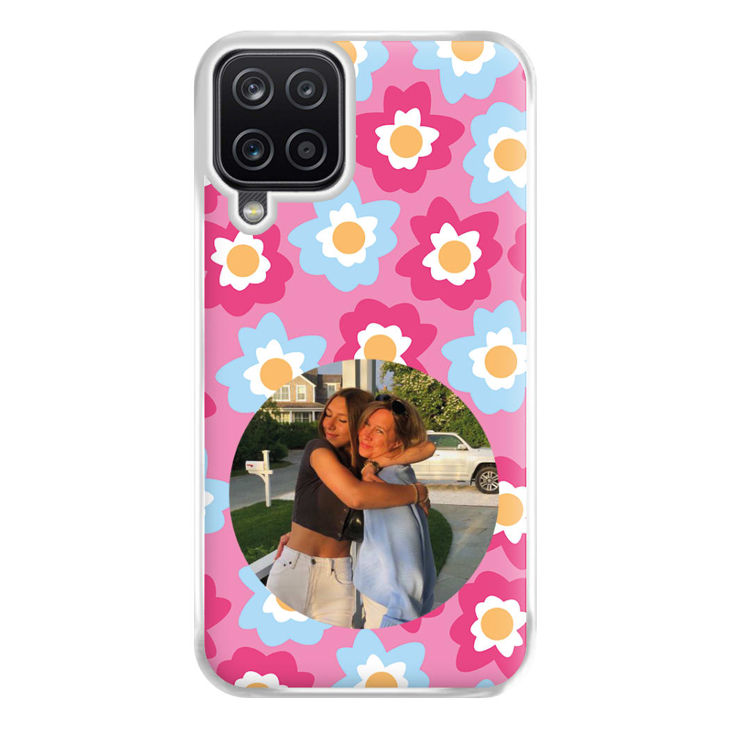 Pink And Blue Flower Pattern - Personalised Mother's Day Phone Case for Galaxy A12