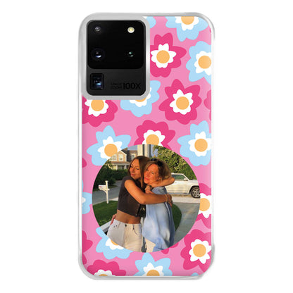 Pink And Blue Flower Pattern - Personalised Mother's Day Phone Case for Galaxy S20 Ultra