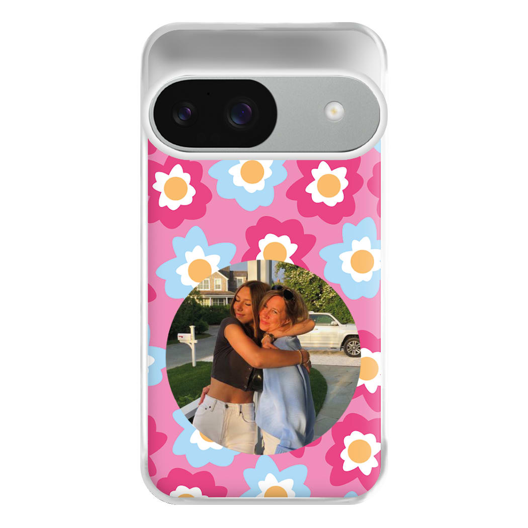 Pink And Blue Flower Pattern - Personalised Mother's Day Phone Case for Google Pixel 9 / 9 Pro