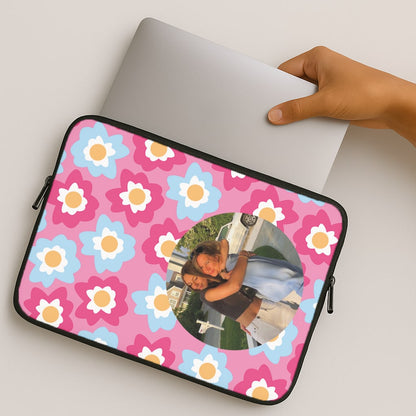 Pink And Blue Flower Pattern - Personalised Mother's Day MacBook Case