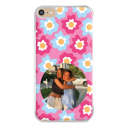 Pink And Blue Flower Pattern - Personalised Mother's Day Phone Case for iPhone 6 Plus / 7 Plus / 8 Plus