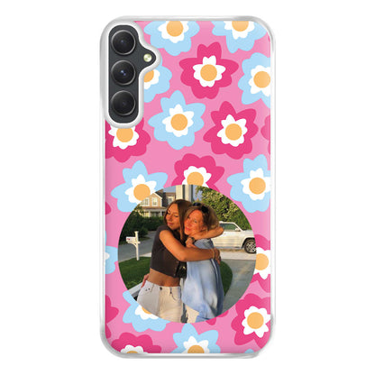 Pink And Blue Flower Pattern - Personalised Mother's Day Phone Case for Galaxy A14