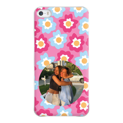 Pink And Blue Flower Pattern - Personalised Mother's Day Phone Case for iPhone 5 / 5s / SE 2016