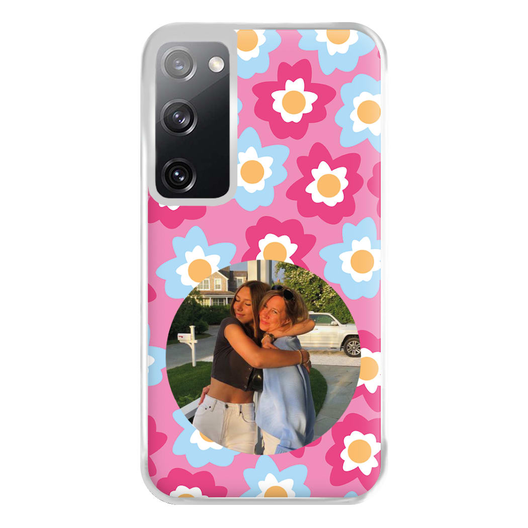 Pink And Blue Flower Pattern - Personalised Mother's Day Phone Case for Galaxy S20