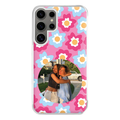 Pink And Blue Flower Pattern - Personalised Mother's Day Phone Case for Galaxy S24 Ultra