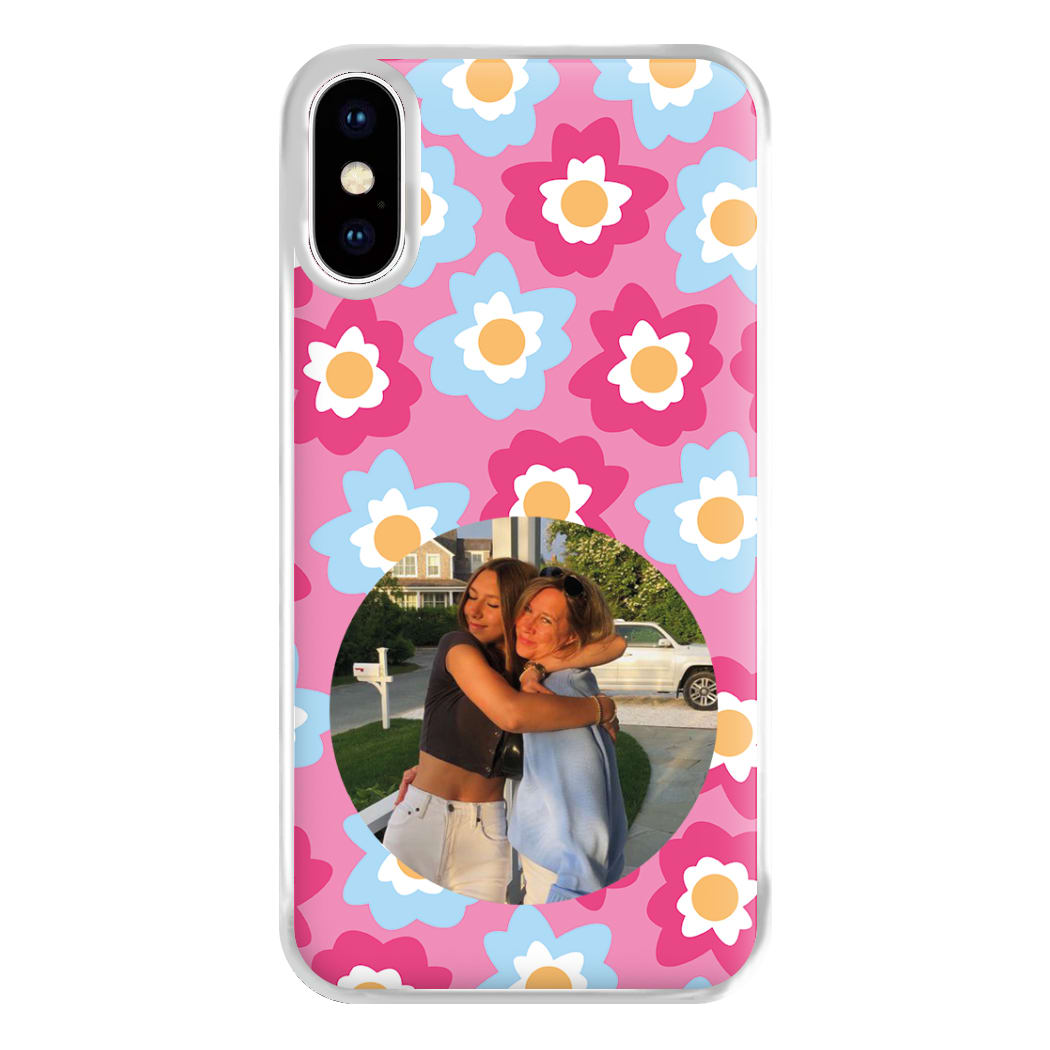 Pink And Blue Flower Pattern - Personalised Mother's Day Phone Case for iPhone XS Max