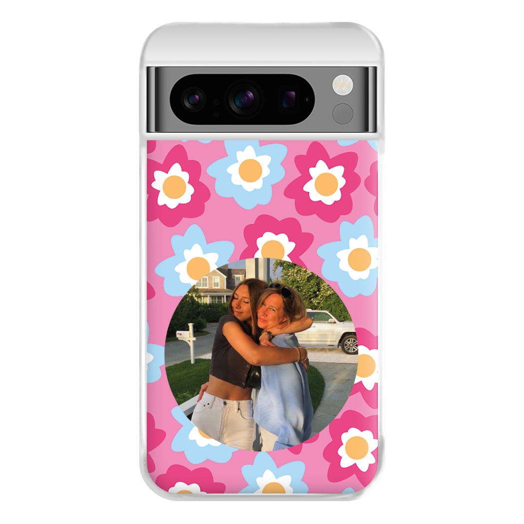 Pink And Blue Flower Pattern - Personalised Mother's Day Phone Case for Google Pixel 8 Pro