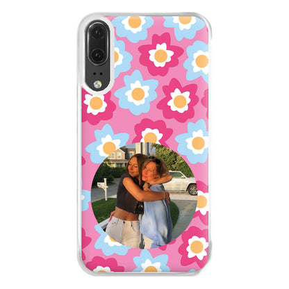 Pink And Blue Flower Pattern - Personalised Mother's Day Phone Case for Huawei P20