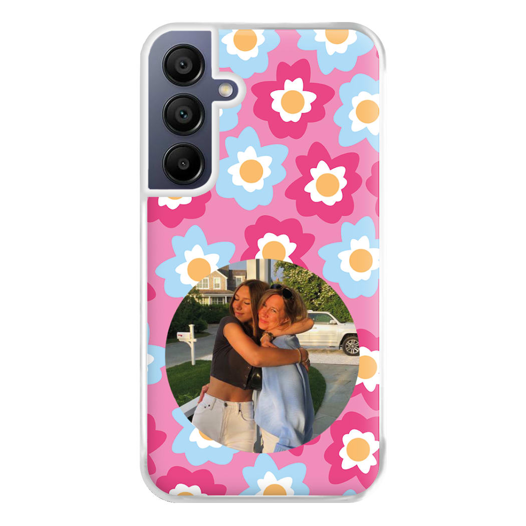 Pink And Blue Flower Pattern - Personalised Mother's Day Phone Case for Galaxy A16