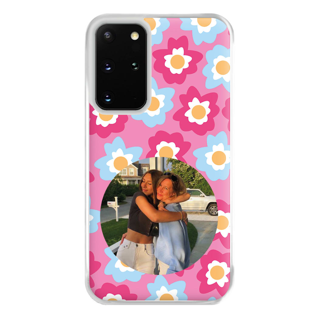 Pink And Blue Flower Pattern - Personalised Mother's Day Phone Case for Galaxy S20 Plus