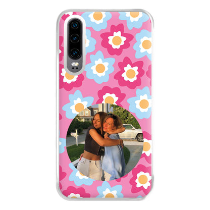 Pink And Blue Flower Pattern - Personalised Mother's Day Phone Case for Huawei P30