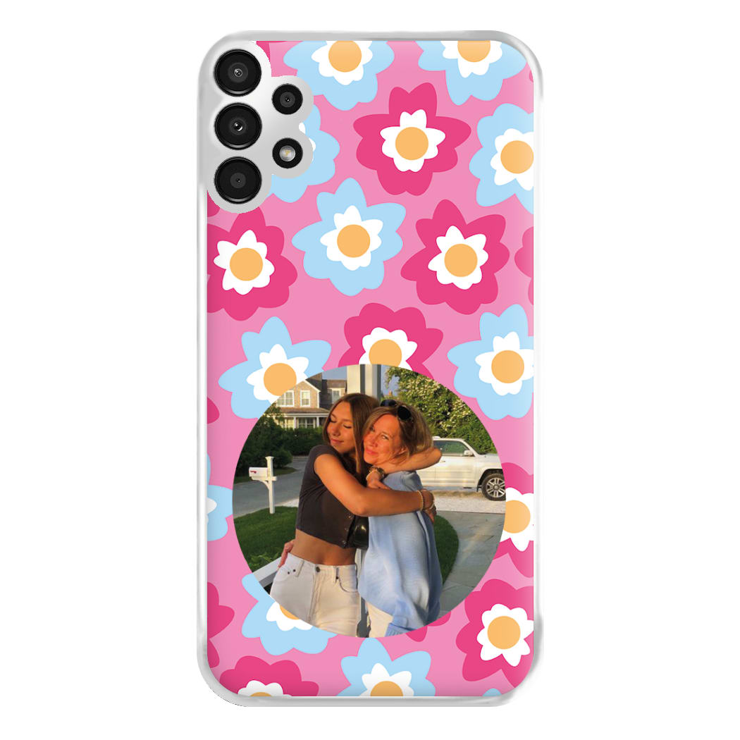 Pink And Blue Flower Pattern - Personalised Mother's Day Phone Case for Galaxy A13