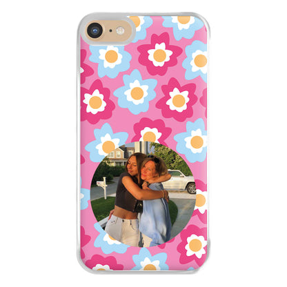 Pink And Blue Flower Pattern - Personalised Mother's Day Phone Case for iPhone 6 / 7 / 8 / SE