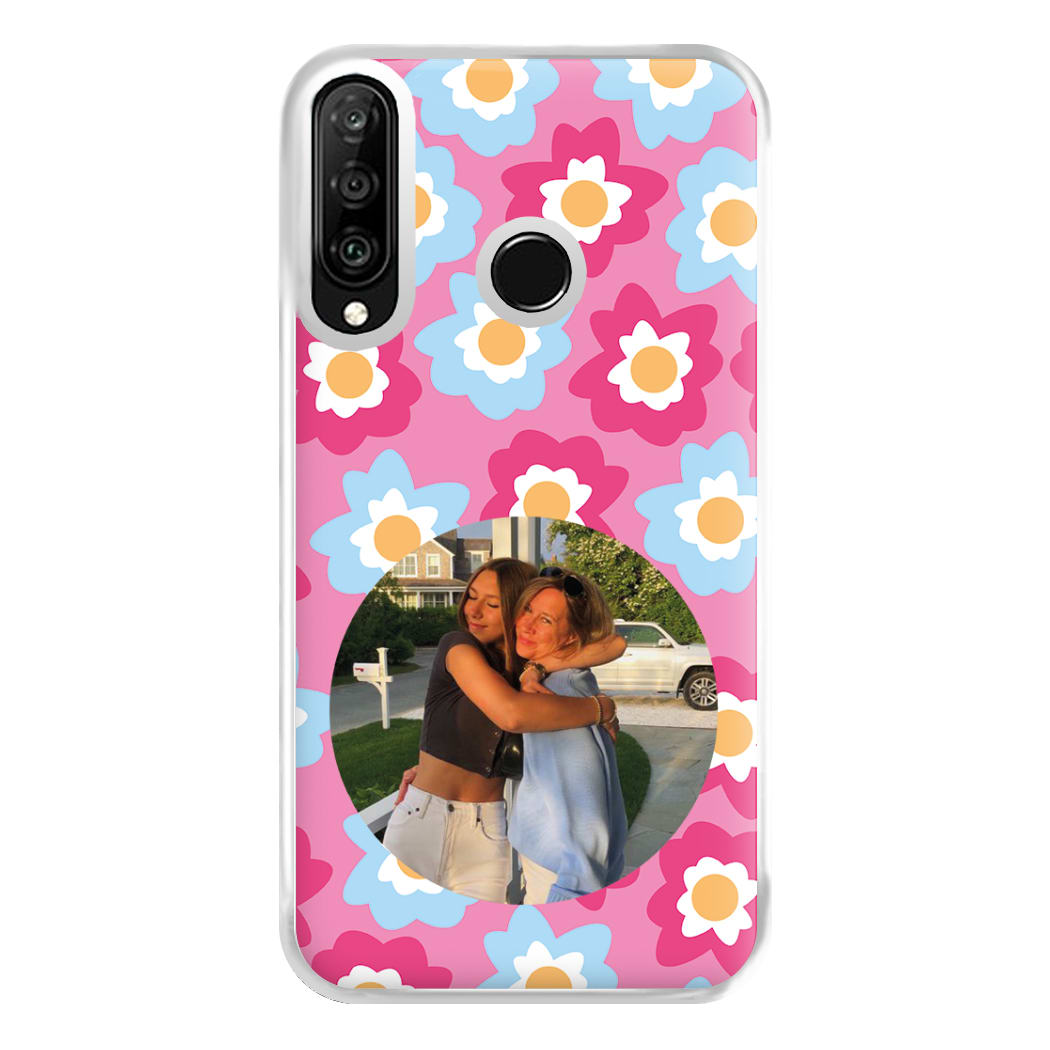 Pink And Blue Flower Pattern - Personalised Mother's Day Phone Case for Huawei P30 Lite