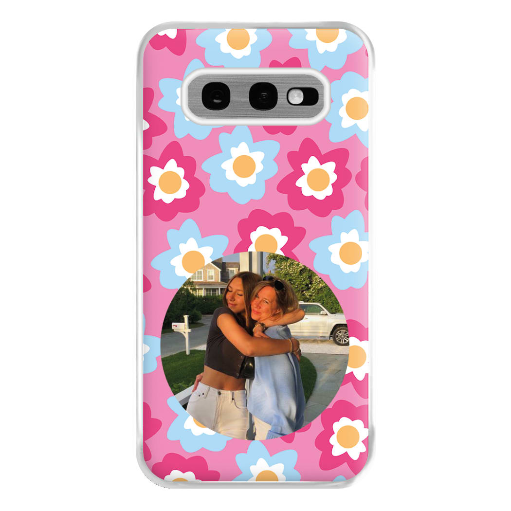 Pink And Blue Flower Pattern - Personalised Mother's Day Phone Case for Galaxy S10e