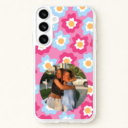 Pink And Blue Flower Pattern - Personalised Mother's Day Phone Case for Galaxy S26