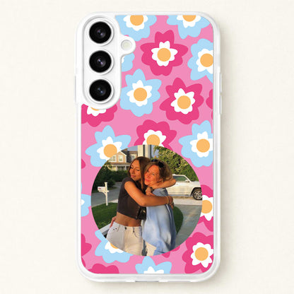 Pink And Blue Flower Pattern - Personalised Mother's Day Phone Case for Galaxy S26