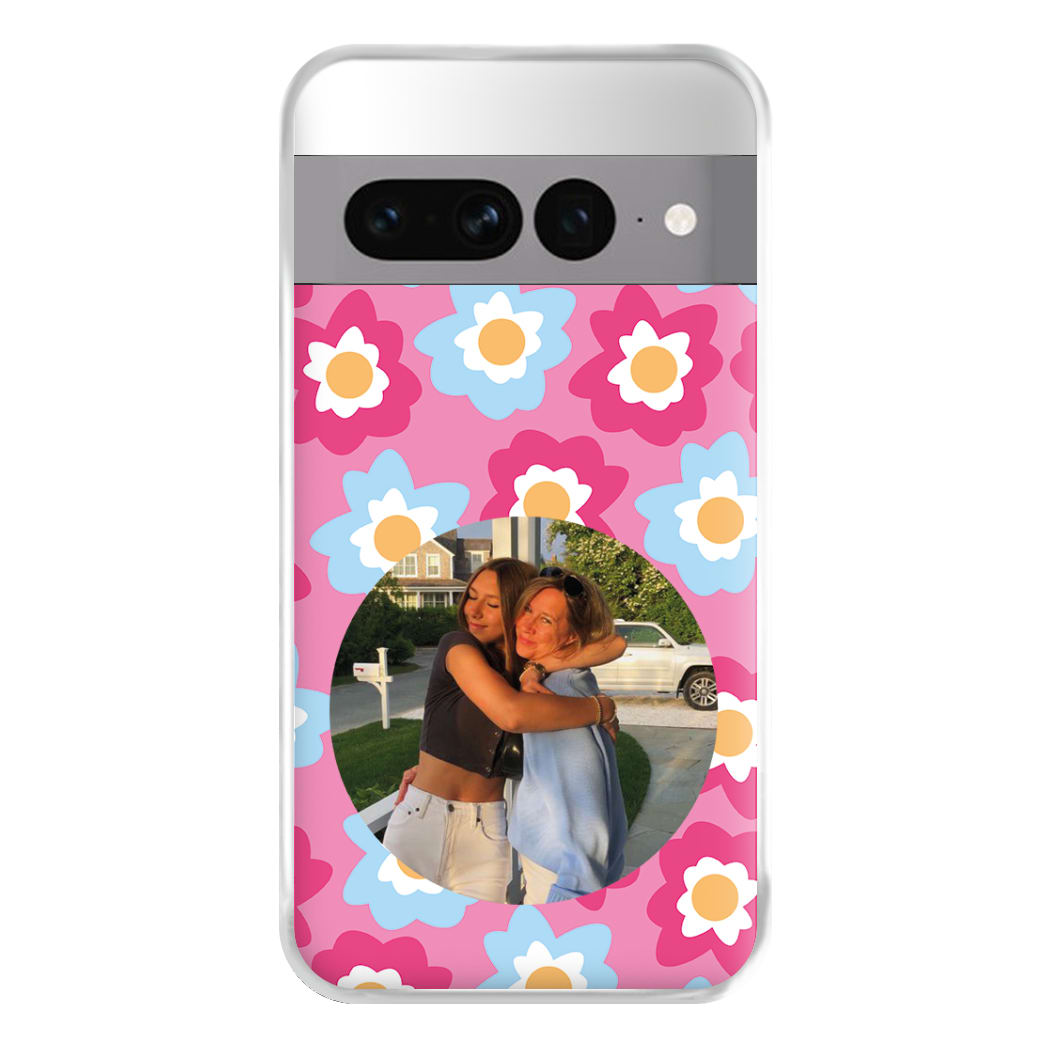 Pink And Blue Flower Pattern - Personalised Mother's Day Phone Case for Google Pixel 7 Pro