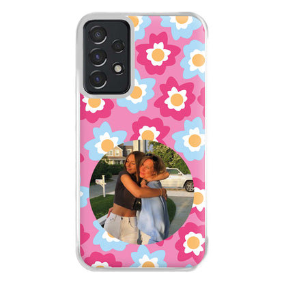 Pink And Blue Flower Pattern - Personalised Mother's Day Phone Case for Galaxy A52 / A52s