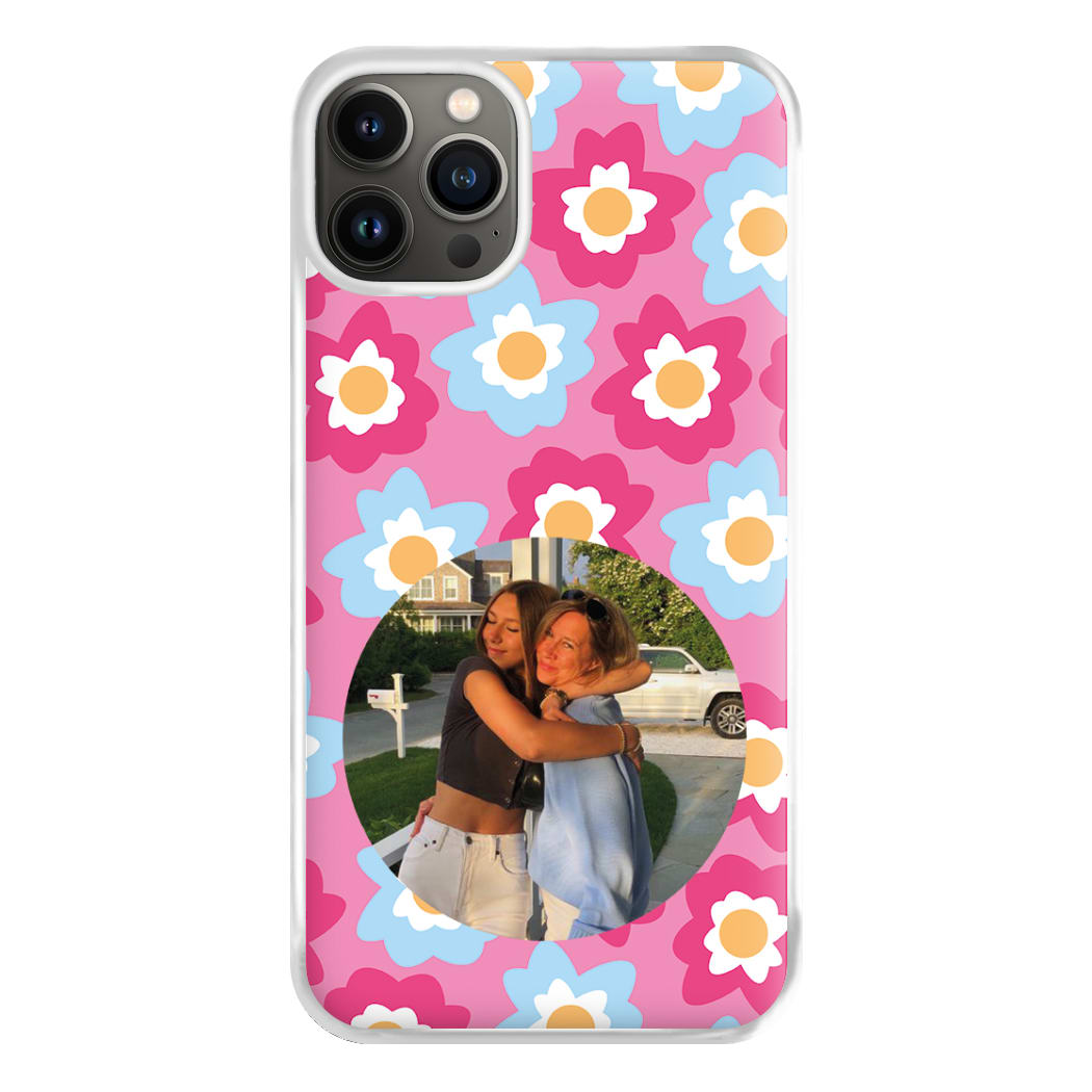 Pink And Blue Flower Pattern - Personalised Mother's Day Phone Case for iPhone 13