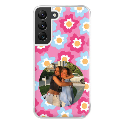 Pink And Blue Flower Pattern - Personalised Mother's Day Phone Case for Galaxy S22 Plus